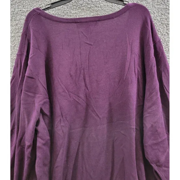 Tommy Hilfiger Plus Size Rhinestone Argyle Sweater Women's 3X Aubergine Pullover - Picture 14 of 15